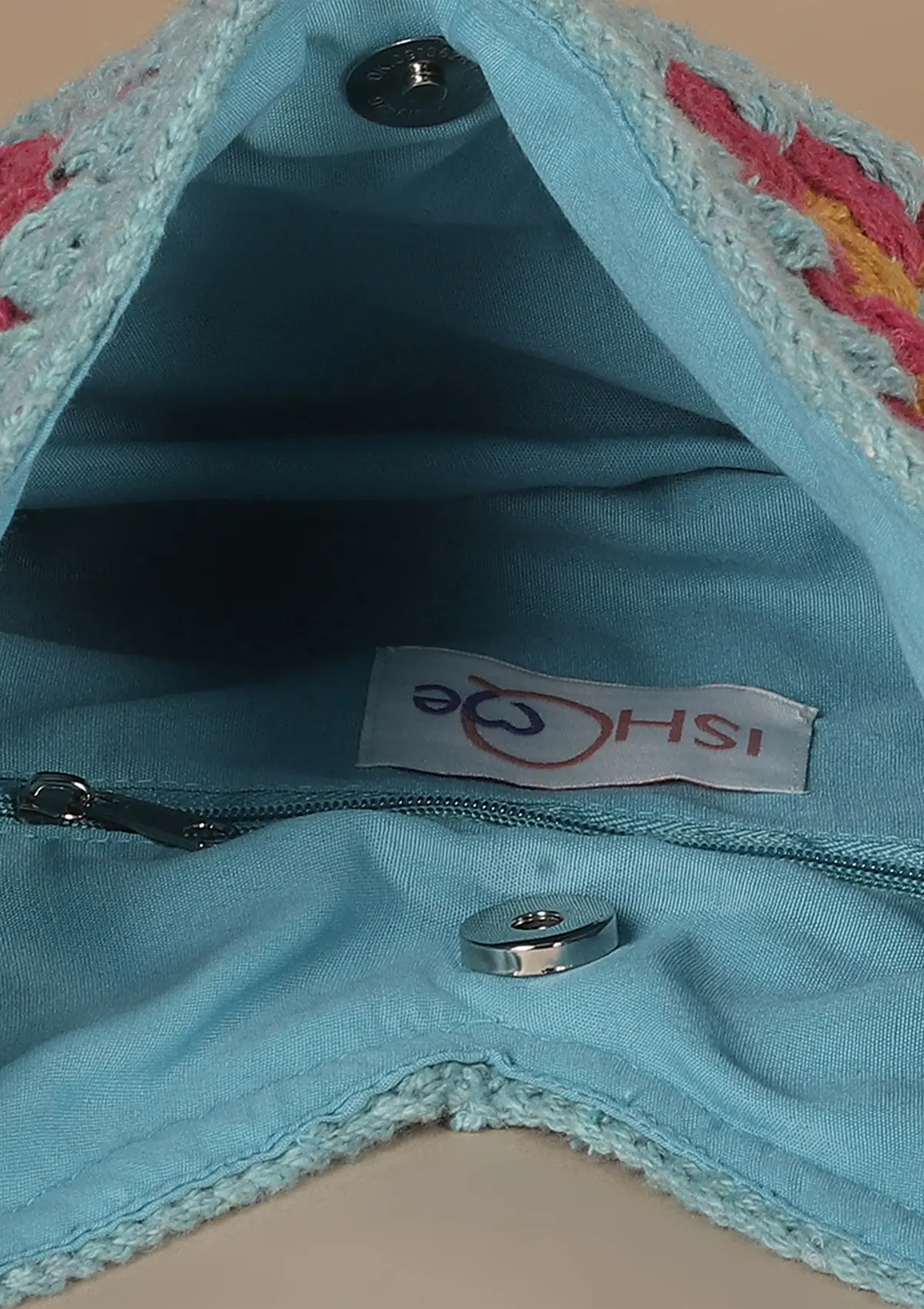 Crossbody Blue Crochet Bag - Image 5