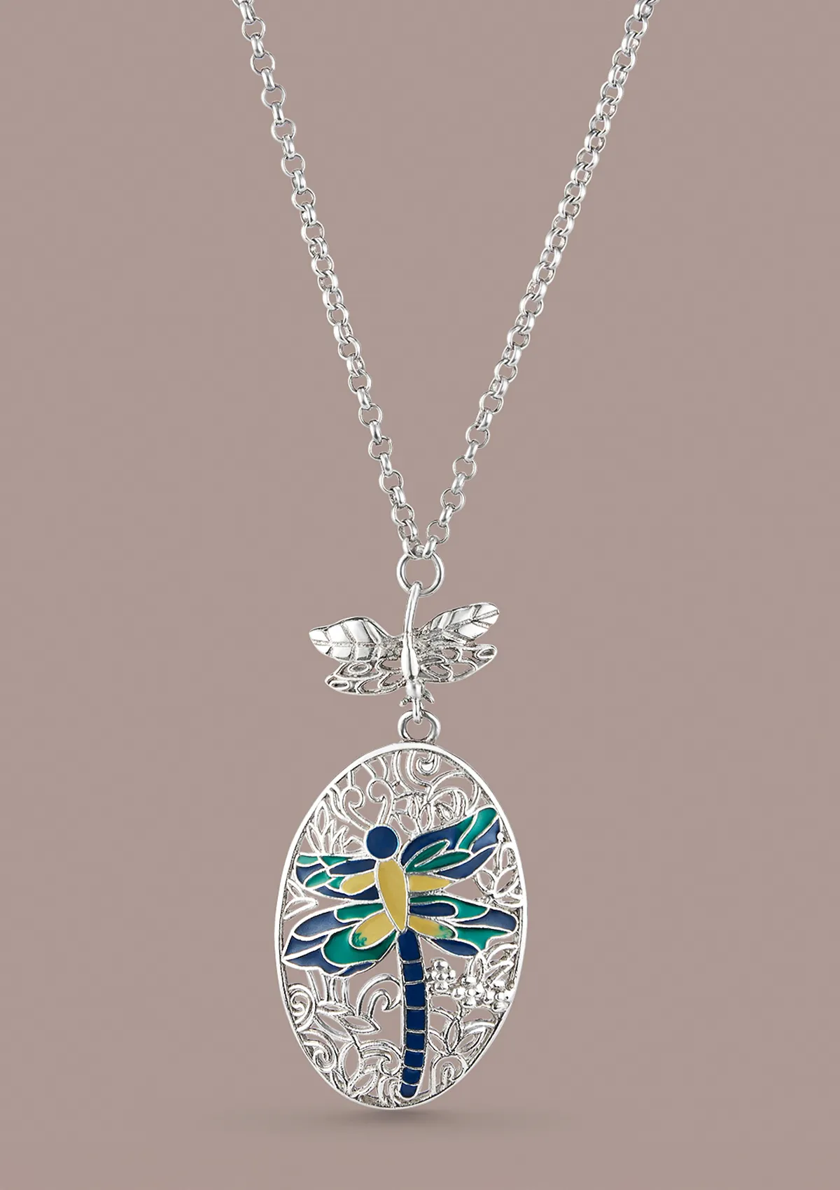 Dragonfly Pendant Silver Necklace - Image 3
