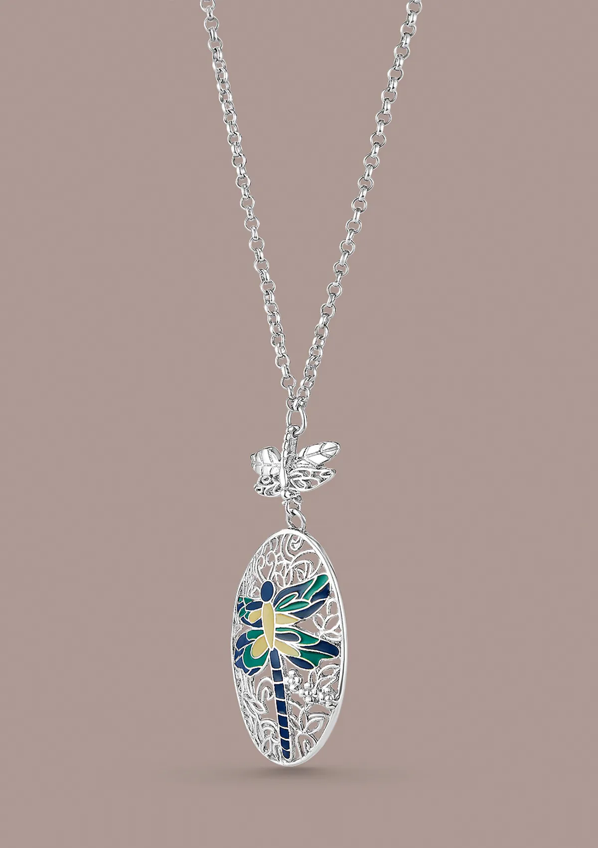 Dragonfly Pendant Silver Necklace - Image 4