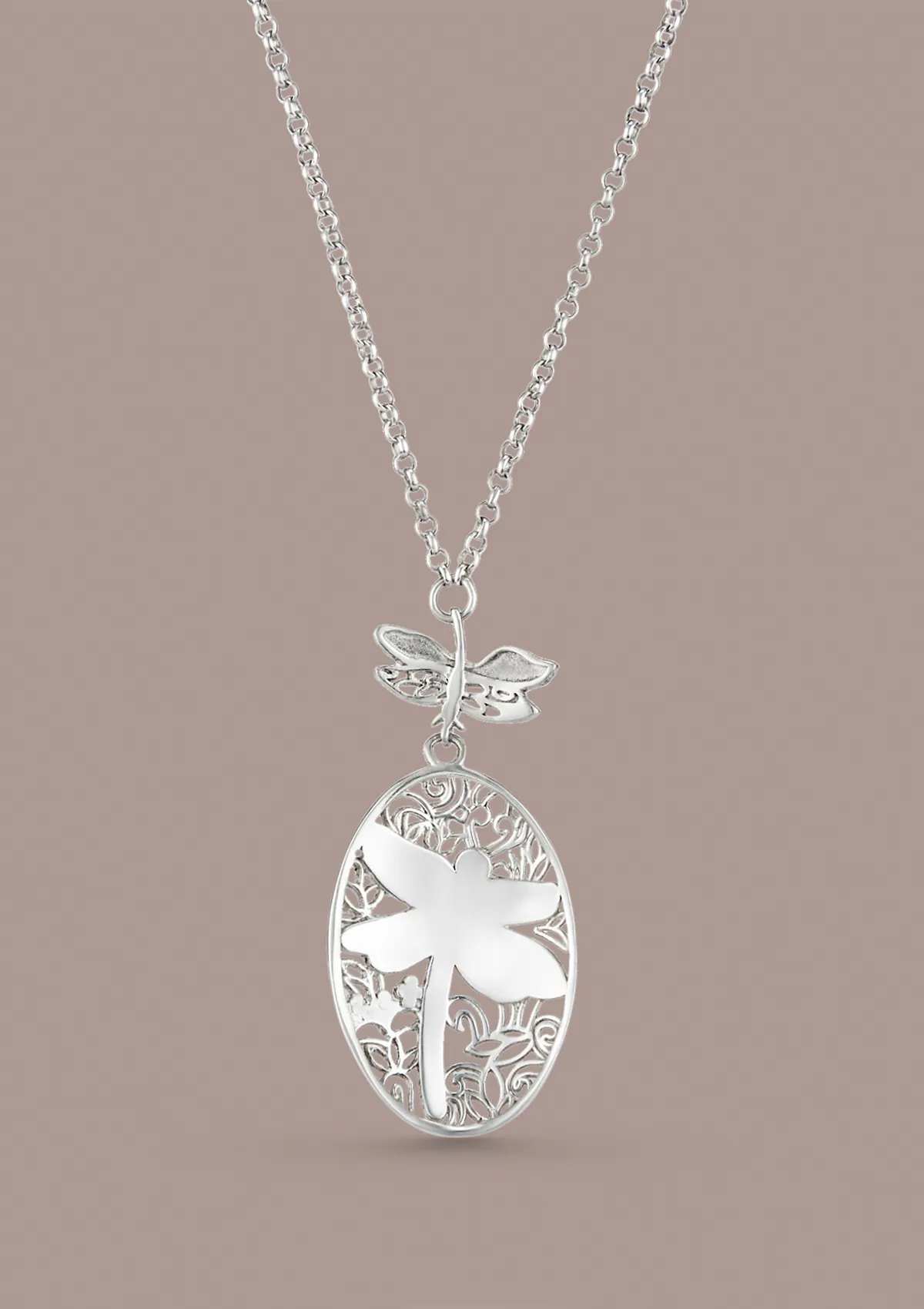 Dragonfly Pendant Silver Necklace - Image 5