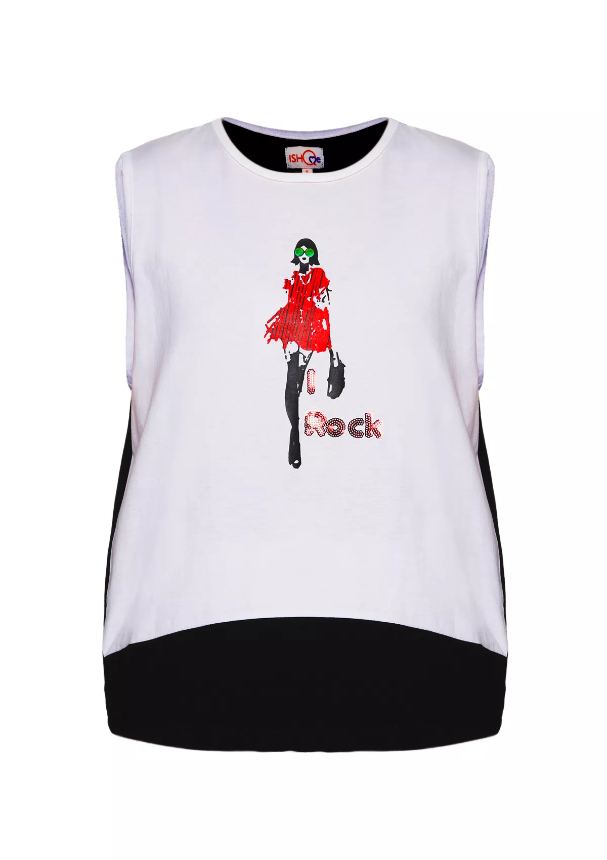 Black & White Sleeveless T-Shirt - Image 4
