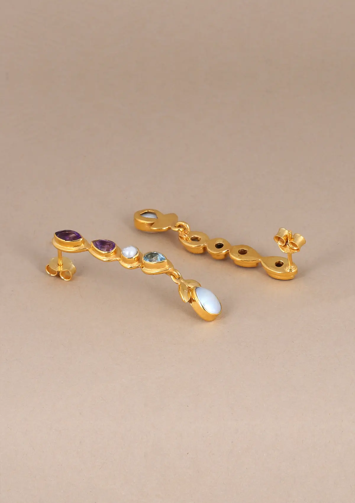 Gold Plated Silver Drop Earrings - Image 4