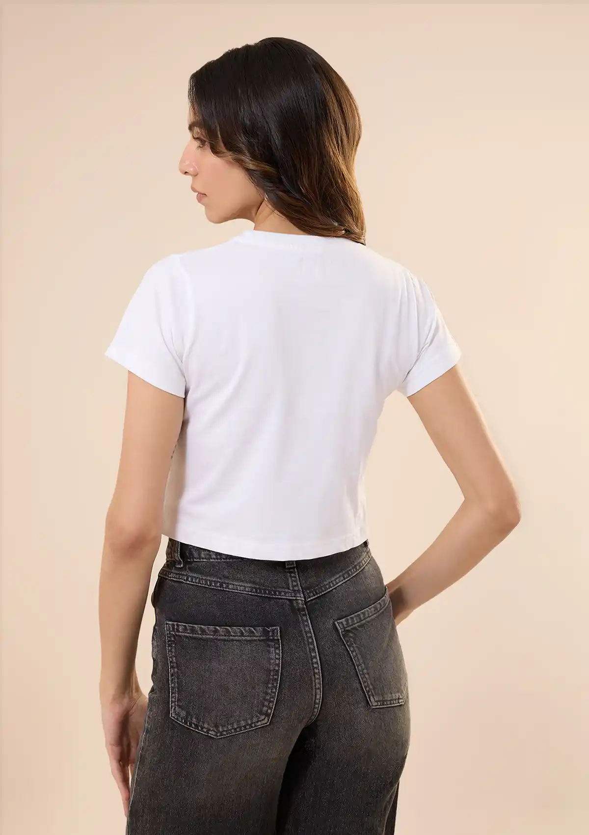 Graphic Print Crop Top White - Image 3