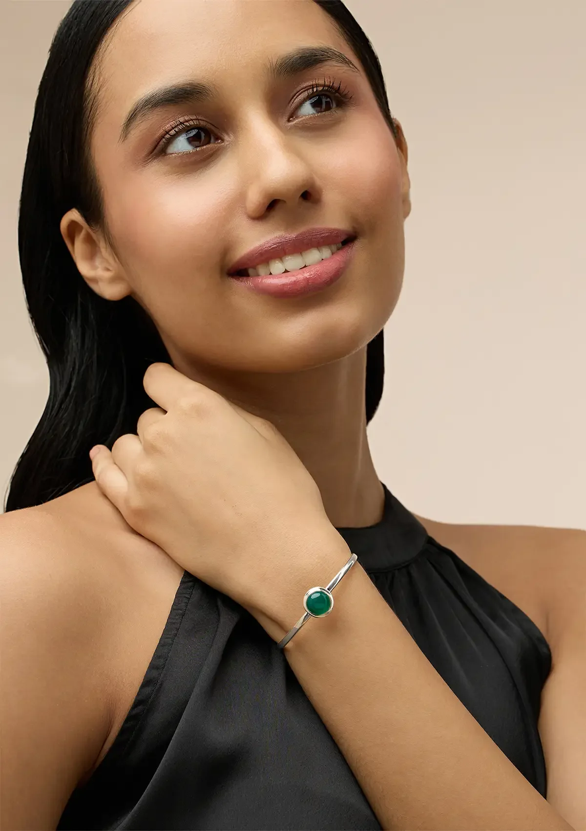 Silver Bracelet With Green Onyx Stone - Image 3