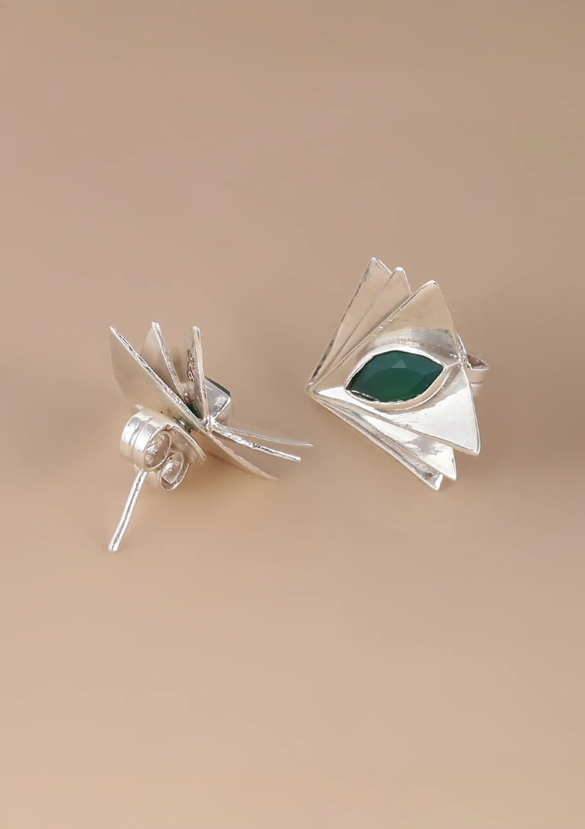 Green Onyx Layered Statement Stud - Image 4