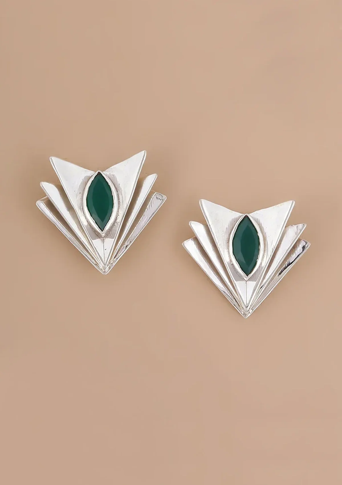 Green Onyx Layered Statement Stud - Image 5