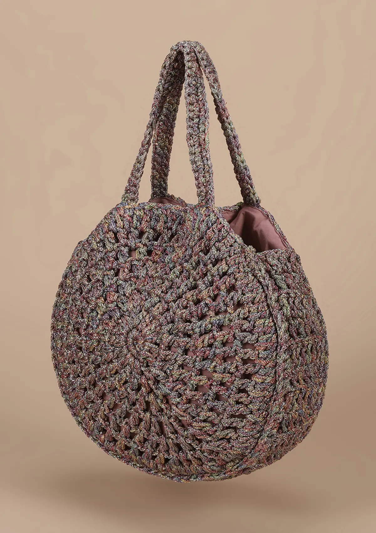 Multicolour Crochet Handheld Bag - Image 4