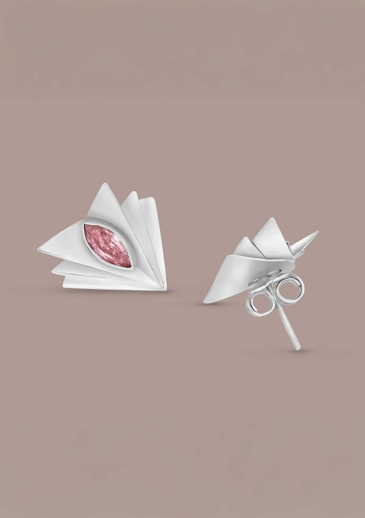 Layered Pink Cubic Zirconia Stud - Image 5