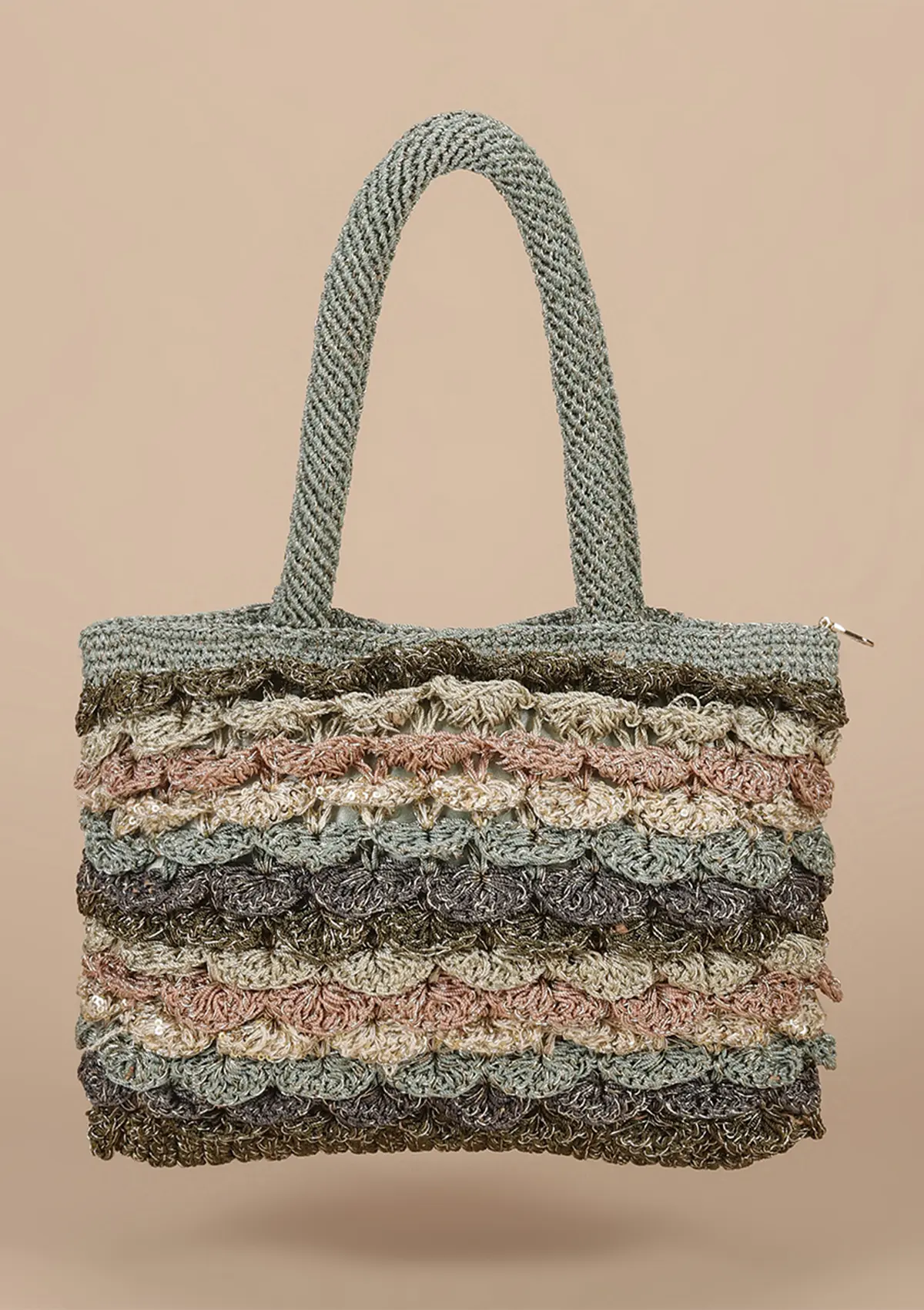 Sequined Crochet Mini Handheld Bag - Image 4