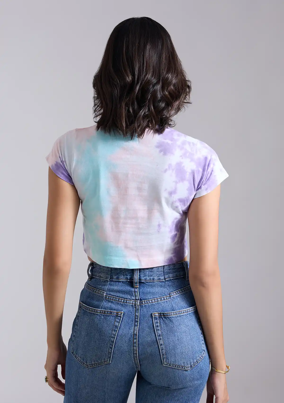 Multi-coloured Tie & Dye Crop Top (Purple) - Image 3
