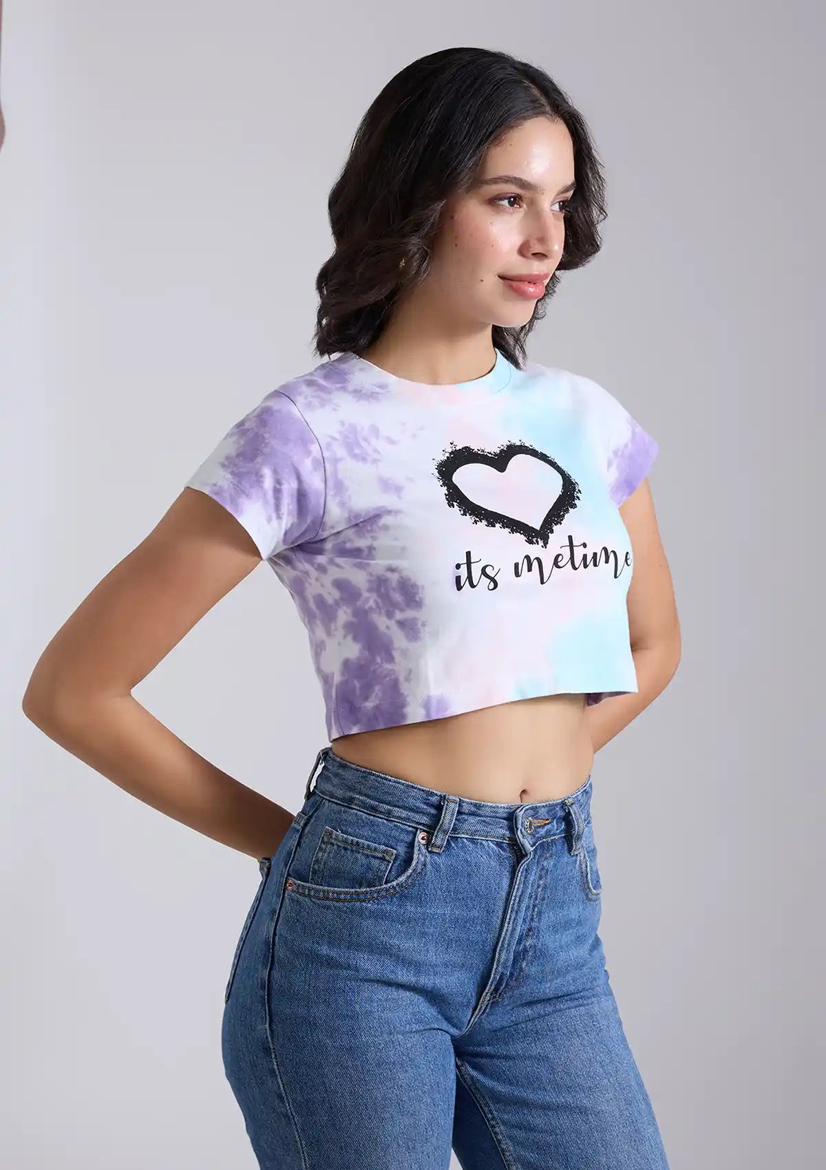 Multi-coloured Tie & Dye Crop Top (Purple) - Image 5