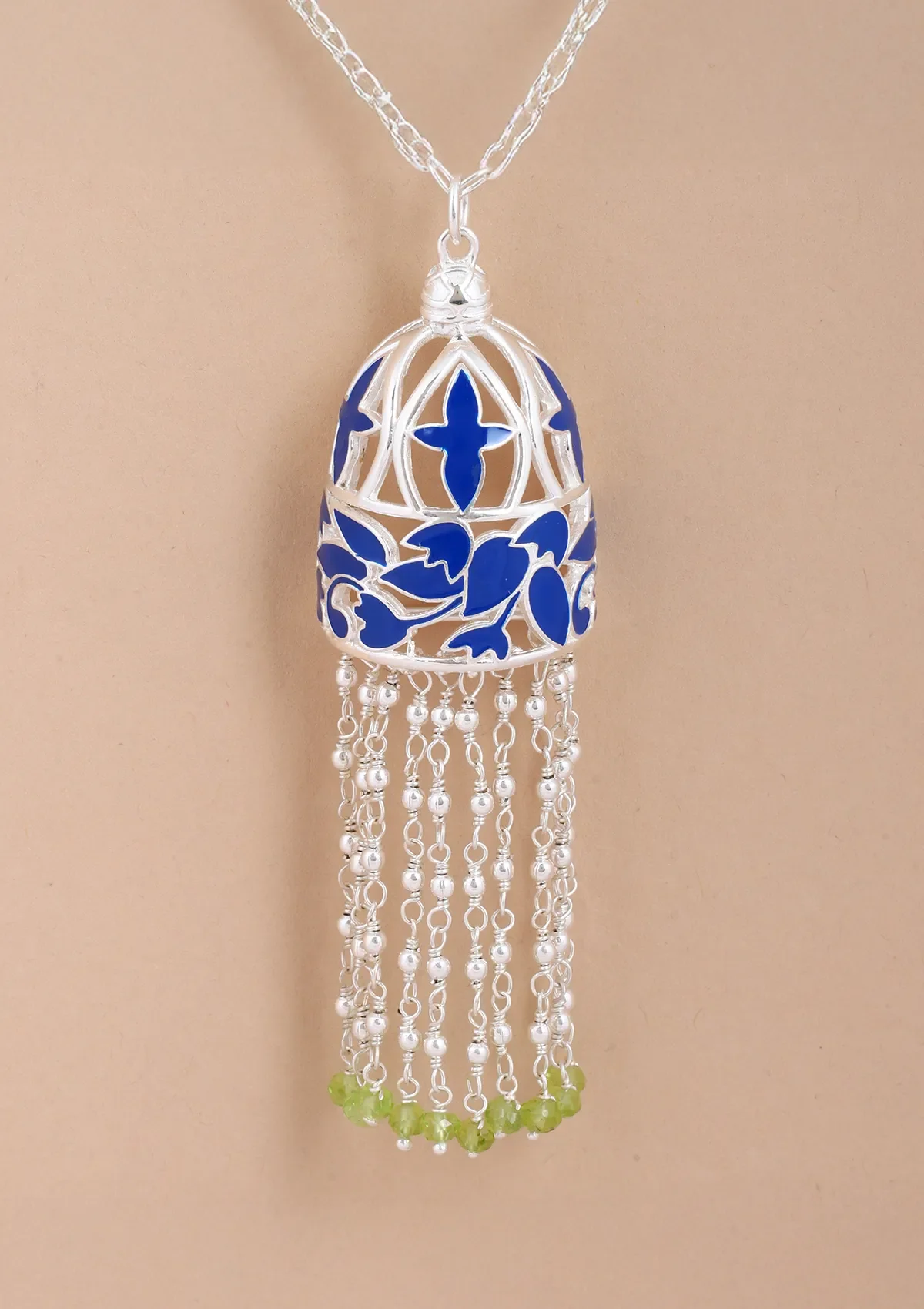 Silver Blue Enamel Necklace - Image 4