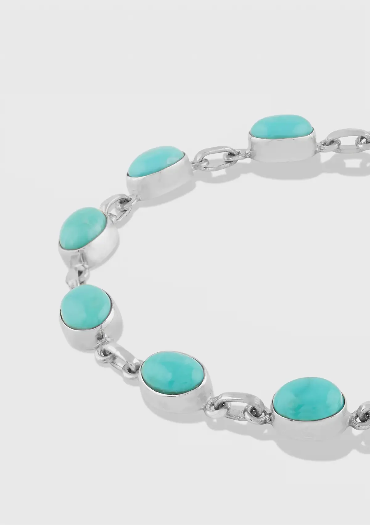 Silver Bracelet studded with Turquoise Gemstones - Image 4