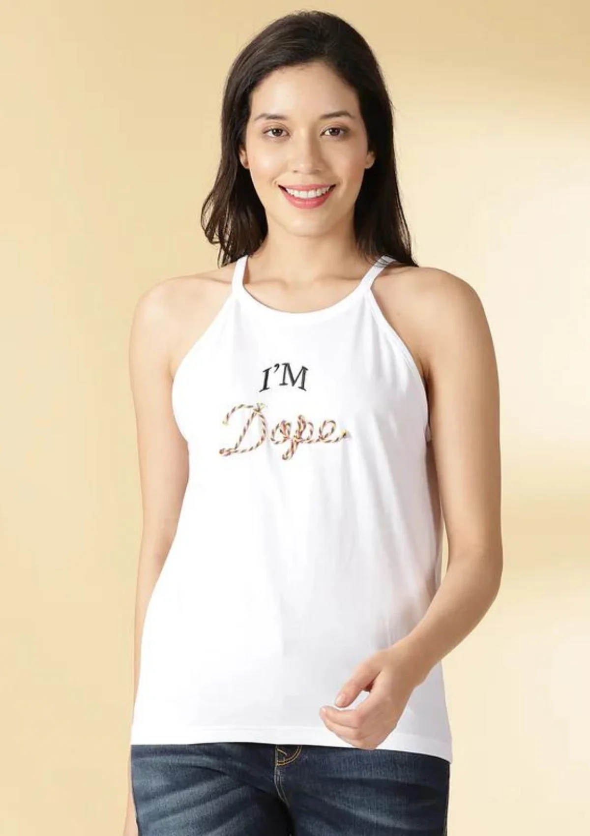 White Sleeveless T-Shirt - Image 5